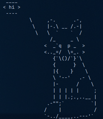 cowsay -f fox hi